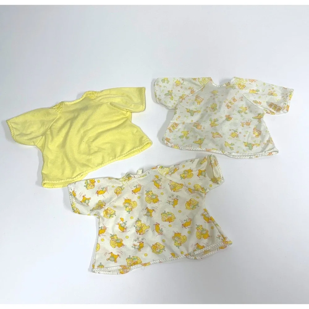 Vintage Carters Baby Shirts Lot 3 Yellow Circus Print Smocked Layette USA Made